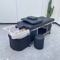 Équipement de salon, lit de lavage pour spa capillaire avec réservoir d'eau, table de massage thaï avec shampoing