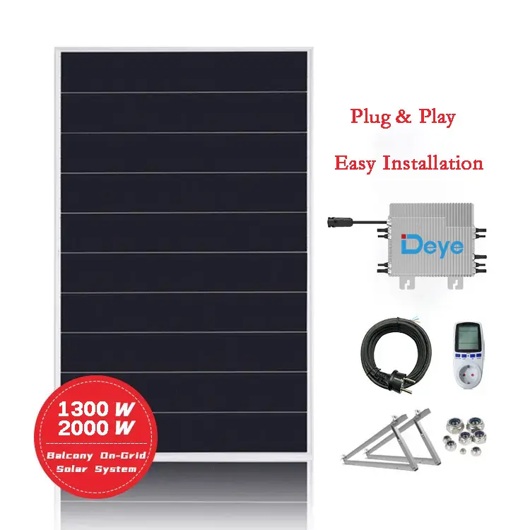 Harga pabrik Mini Grid On Grid 400W 600W balkon Solar Plug And Play Kit sistem Energia Solar Residencial