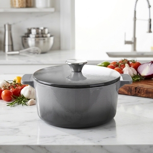 Nouvelle Arrivée - <span class=keywords><strong>Cocotte</strong></span> en Fonte Émaillée Antiadhésive à Couleurs Dégradées Personnalisables, Design Européen, Double Poignée - Product Image 5