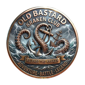 Pièce commémorative de collection en métal sur le thème du monstre marin Kraken, avec le slogan « Lifetime Member » - Product Image 3