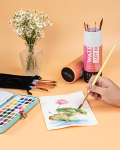 Professionale Color acqua con linguetta tonda per gatto a punta spazzola per dipingere 10 pz Set di pennelli per <span class=keywords><strong>acquerello</strong></span> pastello - Product Image 6