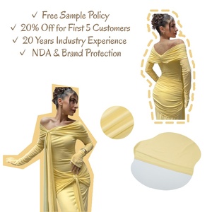 Vestido <span class=keywords><strong>Amarillo</strong></span> con Hombros Descubiertos - Elegante Vestido Largo con Pliegues y Cinta de Patchwork para Mujer, Vestido de Fiesta para Eventos Sociales, Venta al por Mayor - Product Image 2