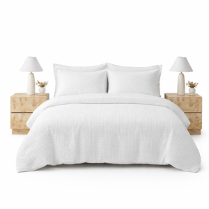 Juego de Funda Nórdica de Lujo Moderna 100% Algodón con Textura Waffle 180T, Ropa de Cama con Rejilla 3D Transpirable, Absorbente y Ecológica, Calidad de Hotel - Product Image 1