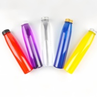 Bouteille en plastique ronde pour jus de 8 oz, 12 oz, 16 oz, emballage pour boissons avec couvercle à vis, bouteille en PET vide pour thé au lait et jus