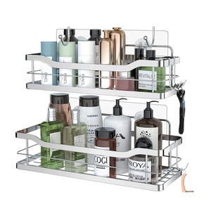 wall mounted rack adhesive shower storage shelf for bathroom and kitchen