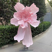 Grande fleur de pavot artificielle en papier, installation artistique géante en relief pour scène de mariage, ornement de vitrine de centre commercial