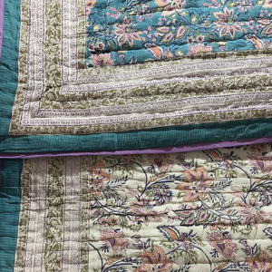 Handloom Luxury DesignPrint Patchwork <b>Duvet</b> Vintage Style <b>Queen</b> <b>Size</b> Cotton KanthaQuilt Soft Reversible Winter Blanket for Hotel - Product Image 1