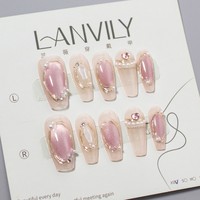 RONIKI Faux Ongles Courts Arrondis à Presser, Sûrs pour le Travail Quotidien, Réutilisables, en Gel, Manucure Simple pour Femmes