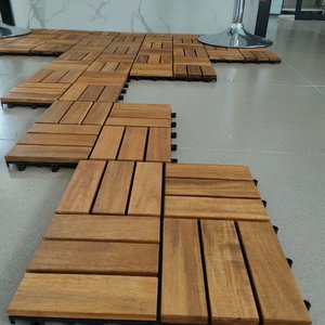 Modern 300*300mm DIY Wood Decking Tiles 12mm Acacia Material Waterproof for Indoor Outdoor Home <b>Garden</b> Smooth Terrace Backyard - Product Image 3