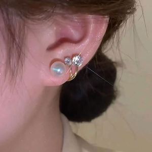 Classic Korean Style Silver Needle Pearl <b>Crystal</b> <b>Earrings</b> Fashion Two Ways Wearing <b>Earrings</b> Wholesale - Product Image 2