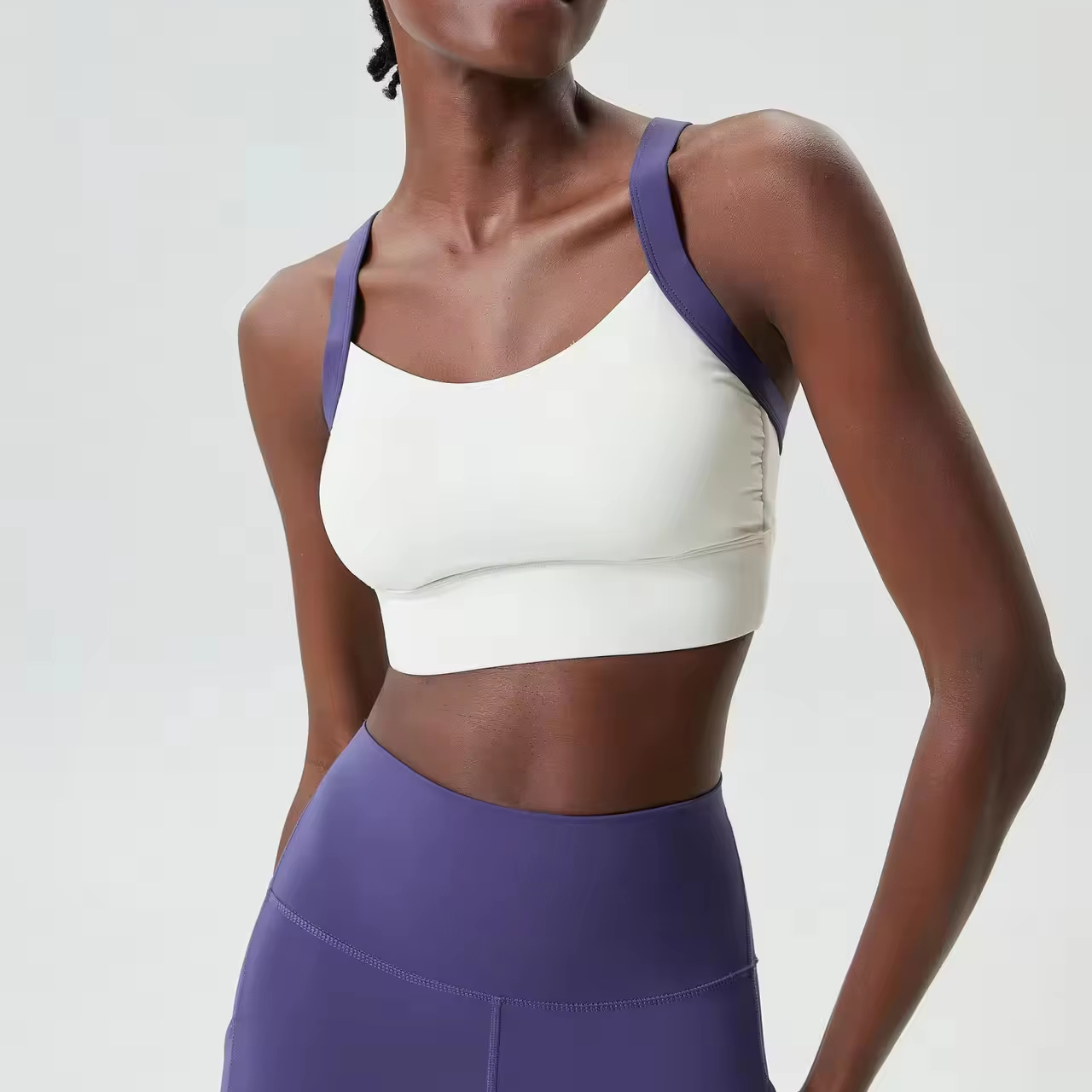 Women's High Support Cross Back Sports Bra Four-Way Stretch Breathable Eco-Friendly Spandex/Nylon Yoga Gym Tank Top Adjustable