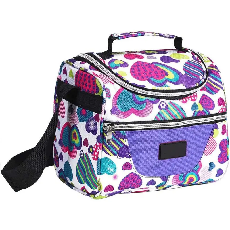 Insulated Lunch Organizer Box for Student Women with Adjustable Strap and Zip Closure Travel Lunch Tote Kids Cooler Bag