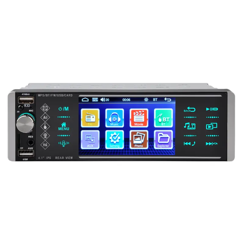 ユニバーサル4.1インチタッチスクリーンカーラジオオート、リバースラジオSD USB MP5オーディオFM2カーステレオプレーヤー