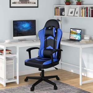 <span class=keywords><strong>Silla</strong></span> <span class=keywords><strong>Gamer</strong></span> Giratoria de 360 Grados, <span class=keywords><strong>Azul</strong></span>, en Oferta, con Respaldo Acolchado Alto, Ergonómica y Reclinable - Product Image 4