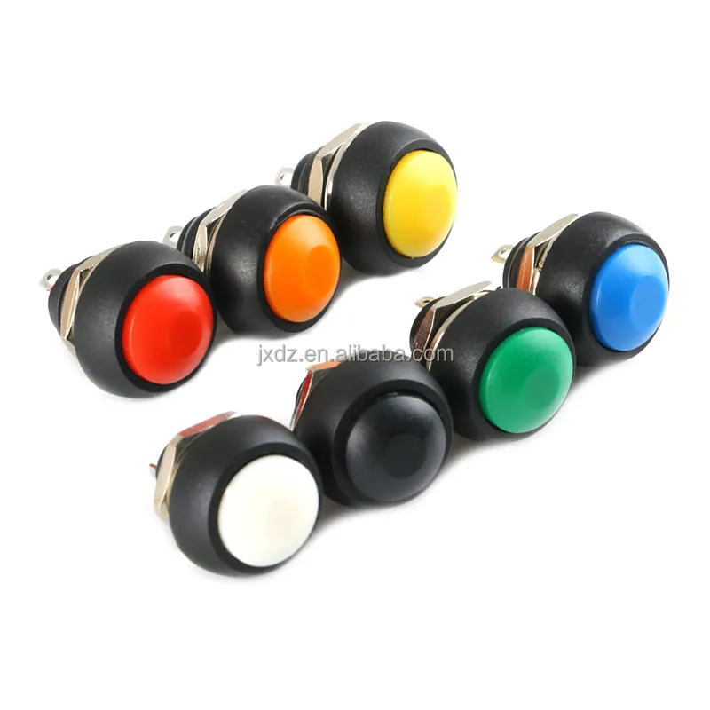 PBS-33B Small Waterproof Self-Reset Push Button Switch Round Lockless Button Black/White/Yellow/Orange/Blue/Green/Red 12mm New