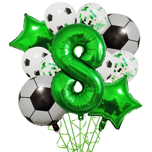 1 Juego de Globos de Helio Ecológicos con Número Verde de 32 Pulgadas para Fiestas de Cumpleaños Infantiles, Globos de Fútbol, Artículos Deportivos - Product Image 1