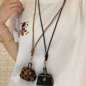 <b>Mini</b> Handbag Shape PU Earbud <b>Pouch</b> Neck Lanyard Necklace Hanging Bag Charm Women Fashion Dress Accessory - Product Image 2