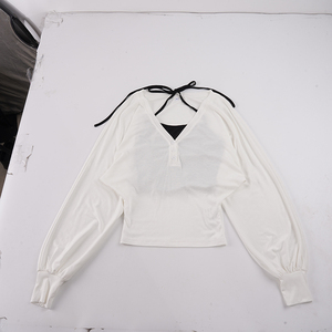 Women Real Two‑Piece V Neck Batwing Long Sleeve <b>Top</b> Button Placket Loose Fit Spaghetti Strap Camisole Ladies <b>Tops</b> - Product Image 6