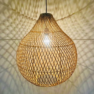 Lámpara colgante de ratán de forma redonda, estilo bohemio, hecha a mano, luz de techo, decoración interior para sala de estar, decoración del hogar - Product Image 1
