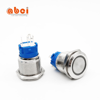Interruptor de botón de metal de acero inoxidable, anillo de alimentación tipo LED luminoso, 19MM, con conector de cable