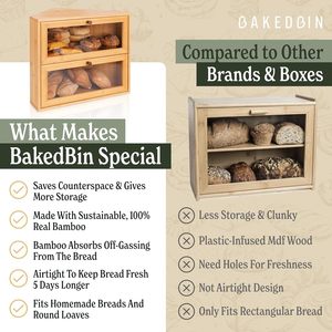 Wisdom Tree Corner Bread Box Wooden <b>Large</b> Capacity Storage <b>Bin</b> For <b>Kitchen</b> Bakery Use - Product Image 5