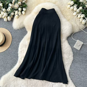 <span class=keywords><strong>Jupe</strong></span> mi-longue simple à taille haute <span class=keywords><strong>pour</strong></span> femmes en automne et en <span class=keywords><strong>hiver</strong></span>, <span class=keywords><strong>jupe</strong></span> mi-longue en tricot rayée - Product Image 2
