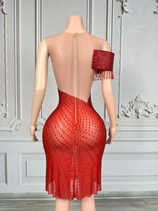 Costumes <span class=keywords><strong>de</strong></span> scène, boîtes <span class=keywords><strong>de</strong></span> nuit, bars, robes fendues à strass rouges, robes longues, costumes <span class=keywords><strong>de</strong></span> fête pour filles, groupes <span class=keywords><strong>de</strong></span> filles - Product Image 4