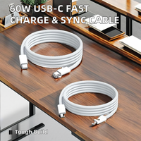 Datos de carga rápida de nailon 60W, 1m, PD 20W, sincronización de cargador de teléfono rápido para ordenador, impresora Samsung, carga USB 3,0 5A EU/US