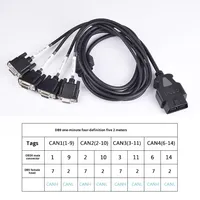 Cable de Conexión de Diagnóstico OBD2 Macho a DB9 Hembra de 6 Conductores, Tarjeta CAN Serial, Puerta de Enlace de Prueba RS232