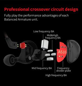 Auriculares para Juegos con Cable KZ AS10, 5 Monitores Híbridos de Alta Fidelidad, Cancelación de Ruido, Cable Desmontable de 2 Pines, Resistentes al Agua IPX5, Conector de 3.5 mm, Micrófono - Product Image 5