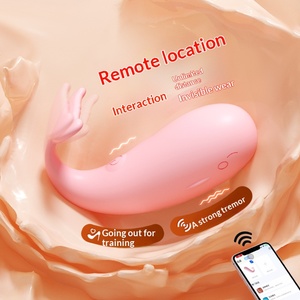 Leather whale wearable <b>vibrating</b> egg remote interactive app applet <b>vibrates</b> G-spot masturbation female wearable toy - Product Image 2