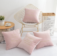 Housse de coussin carrée rose brodé en velours, nouvelle taie d'oreiller avec livraison gratuite, 18 "x 18"