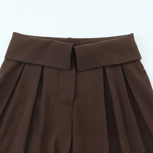 <span class=keywords><strong>Pantalon</strong></span> plissé à taille cintrée personnalisé pour femme, collection Printemps 2026 - Style vintage décontracté, couleur unie, OEM/ODM par une usine de vêtements chinoise - Product Image 3