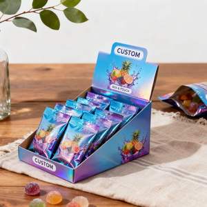 Boîte d'emballage de détail en carton imprimée sur mesure avec fermeture éclair PET et trois soudures latérales pour sachets de snacks, qualité alimentaire, vente en gros - Product Image 2