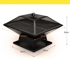 Outdoor Barbecue Grill Charcoal Stove Portable Foldable Camping Grilling Rack With Lid For Meat And Vegetables - Product Image 5
