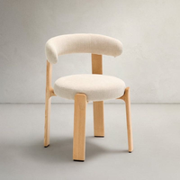 Chaises de salle à manger en bois de frêne avec assise en velours, style usine moderne, ensemble durable de table et chaises en bois Md Century
