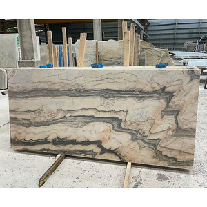 หินอ่อนลายยูงจามรีสีแดงขาวแบบเอ็กโซติก ขายดี ขัดเงาสำหรับตกแต่งภายในห้องนั่งเล่น ห้องรับประทานอาหาร ห้องครัว ห้องน้ำ - Product Image 4