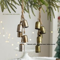 Karangan Bunga Natal Meimei Cross-Border Model Terbaru, Dekorasi Besi Tempa dengan Lonceng, Gaya Bohemian Vintage Eropa untuk Pintu Depan