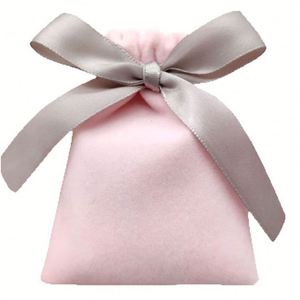 Pochette à bijoux en velours en gros, sac cadeau anti-poussière pour boucles d'oreilles, sac à bijoux en velours avec nœud papillon et cordon de serrage, sac de rangement pour bijoux, sac cadeau de mariage - Product Image 4