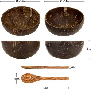 Cuenco de coco natural hecho a mano vietnamita para cenas batidos cereales yogures productos sostenibles ecológicos industria alimentaria - Product Image 3