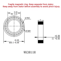 Moteur à couple à rotor externe à arbre creux WK3811H 28g 0.09Nm 7.4-36V 3500RPM pour bras robotique, exosquelette, système d'automatisation et dispositifs