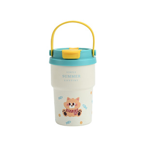 Dual Drink Insulated Cup Double Walled Ceramic Inner Liner Portable Coffee Mug For Outdoor Use - Product Image 1