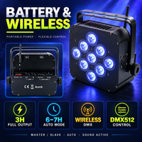 Projecteur LED sans fil sur batterie 9x18W 6-en-1 RGBWA UV pour location événementielle (mariages, hôtels, salles de bal, banquets)