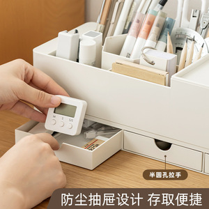 Shidai Liangpin Pen Holder Plastic Square Desktop Storage Box With Drawers For Office Student Stationery Organization - Product Image 2