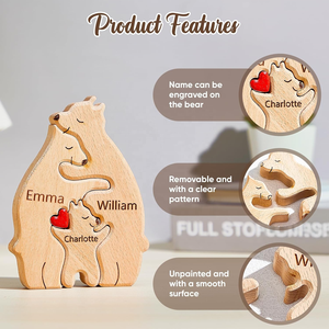 Cadeaux pour la fête des mères Pafu, puzzles en bois personnalisés en forme d'ours qui s'embrasse, décoration de bureau familiale, puzzles en bois personnalisés en forme d'ours pour la <span class=keywords><strong>famille</strong></span> - Product Image 2