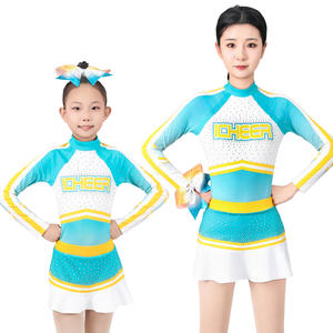 2025 Galaxy <span class=keywords><strong>Cheerleading</strong></span> Game Day <span class=keywords><strong>Uniforms</strong></span> Girls Set Custom Design Digitaal Printen Groen Wit Goud Trim Cheer Uniformen Jeugd - Product Image 1
