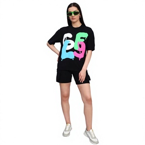 Conjunto de Dos Piezas para Mujer, Camiseta de Manga Corta Estampada y Pantalones Cortos a Juego, Atuendo Casual, Fabricante Mayorista OEM ODM Personalizado - Product Image 3