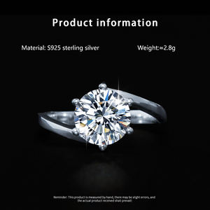 经典复古2ct D莫桑石接龙戒指金6叉925银扭臂结婚订婚周年礼物 - Product Image 4