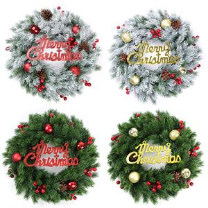 Guirlande de Noël 35 cm, décoration de porte en rotin, simulation de couronne de Noël - Product Image 2
