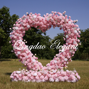 Arco Floreale a Forma di Cuore EG-M066 per Matrimoni, Sfondo Floreale Rosa e Viola, Decorazione per Proposte di San Valentino, Vendita all'Ingrosso per Eventi - Product Image 2